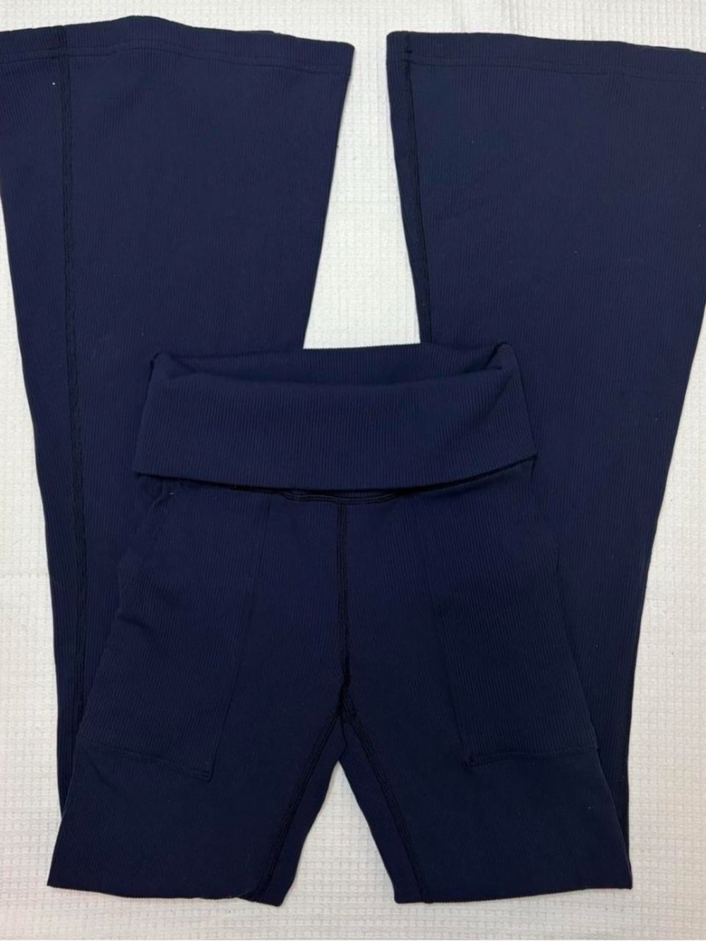 Aerie Navy Fold-Over Flared Leggings
